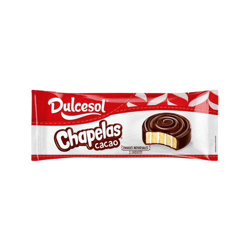 Dulcesol Chapelas cacao chocolate bar packaging on a white background