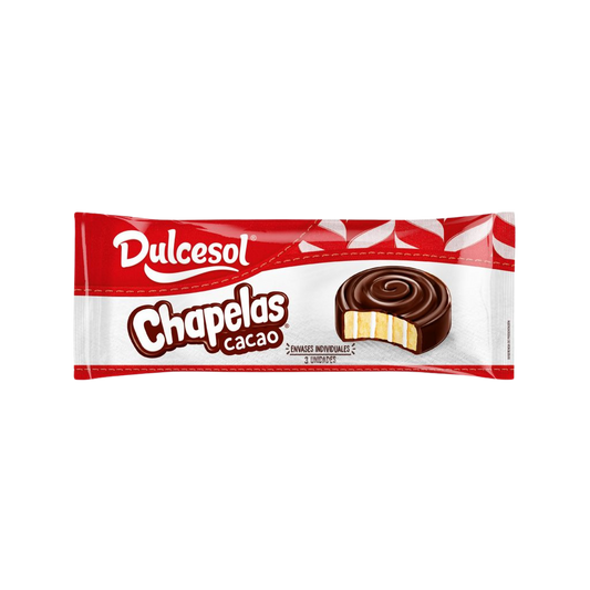 Dulcesol Chapelas cacao chocolate bar packaging on a white background